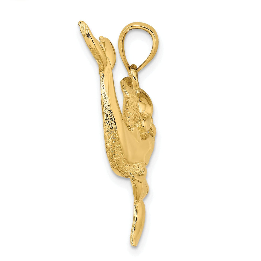 Lovely Rita's Pendants & Charms 14K Yellow Gold Textured Polished Finish Two Dolphins Together Playing Charm Pendant
