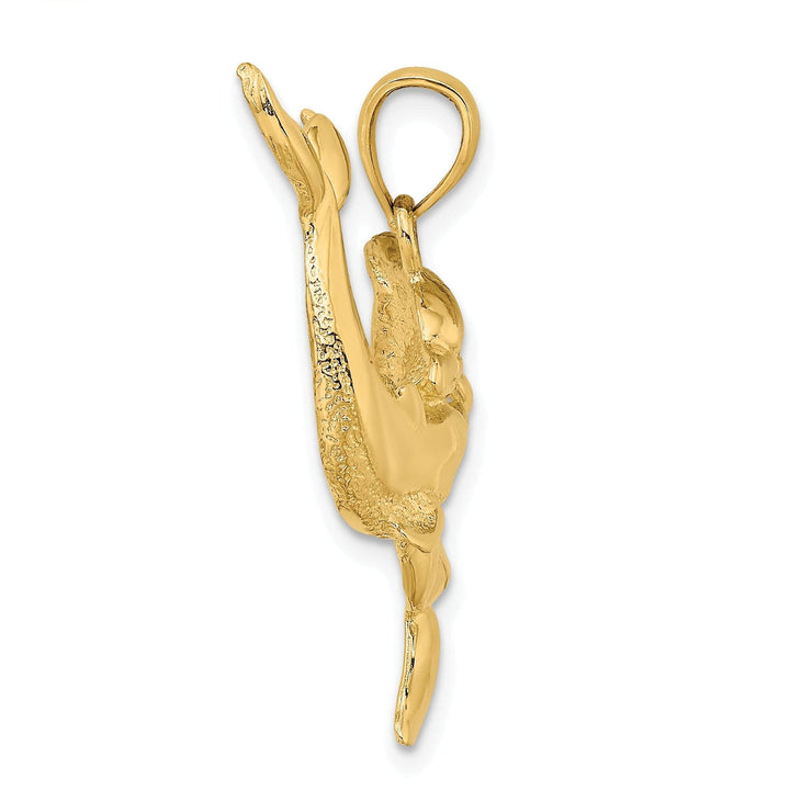 Lovely Rita's Pendants & Charms 14K Yellow Gold Textured Polished Finish Two Dolphins Together Playing Charm Pendant
