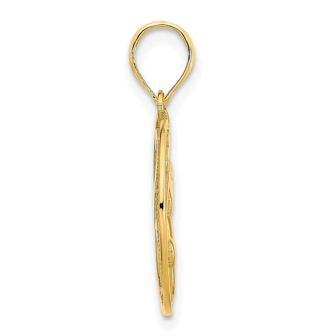 Lovely Rita's Pendants & Charms 14k Yellow Gold Textured Polished Finish Unicorn in a Circle Design Womens Charm Pendant