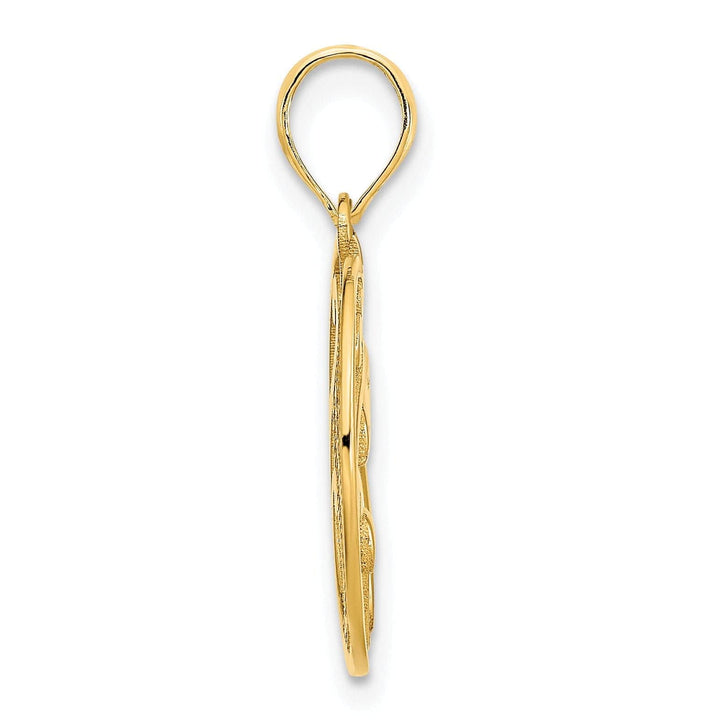 Lovely Rita's Pendants & Charms 14k Yellow Gold Textured Polished Finish Unicorn in a Circle Design Womens Charm Pendant