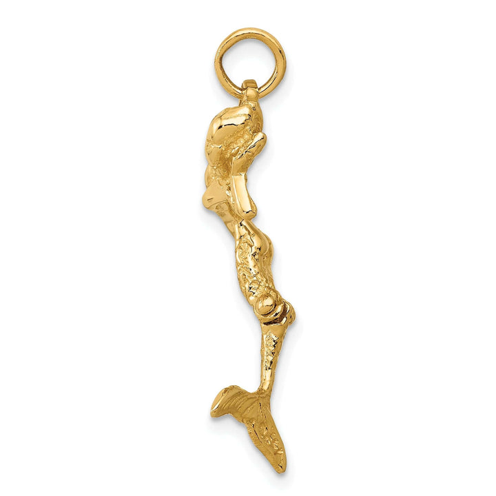 Lovely Rita's Pendants & Charms 14k Yellow Gold Textured Polished Finish Womens 3-Dimensional Moveable Tail Mermaid Charm Pendant