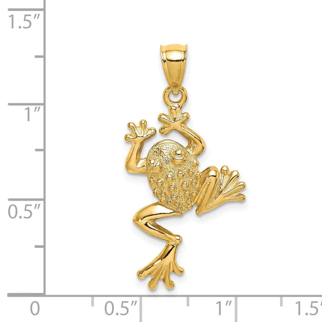 Lovely Rita's Pendants & Charms 14K Yellow Gold Textured Polished Finished Frog Charm Pendant