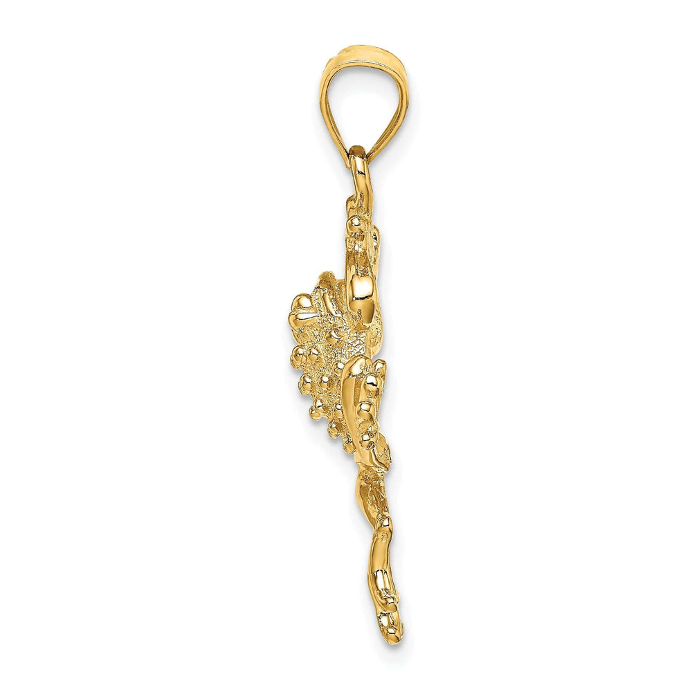 Lovely Rita's Pendants & Charms 14K Yellow Gold Textured Polished Finished Frog Charm Pendant