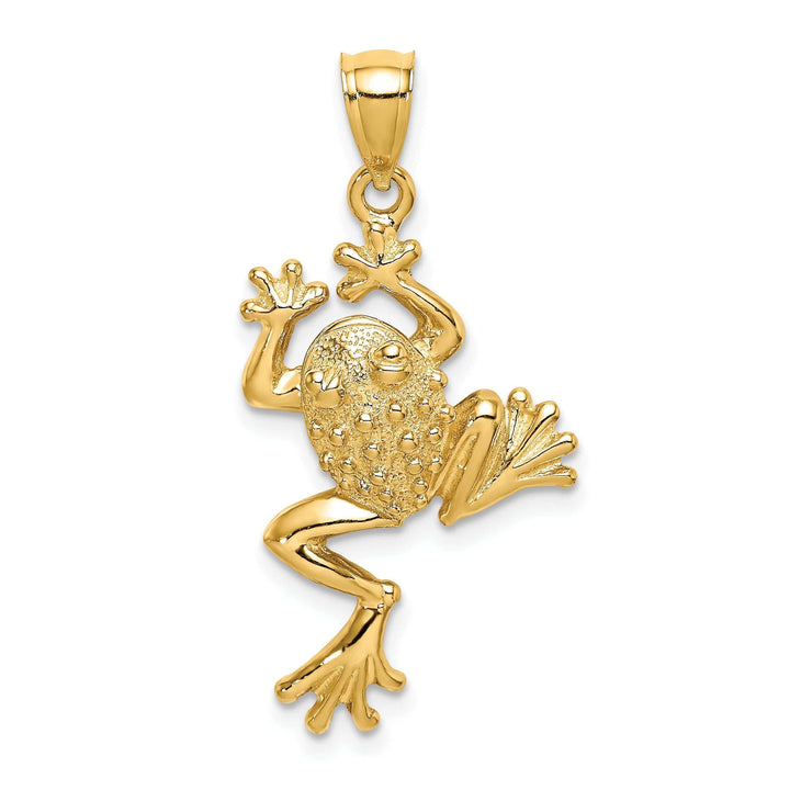 Lovely Rita's Pendants & Charms 14K Yellow Gold Textured Polished Finished Frog Charm Pendant