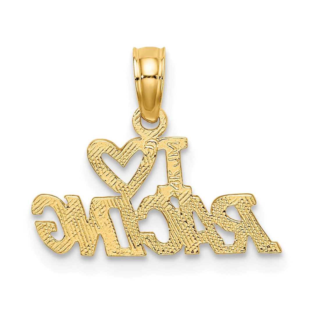 Lovely Rita's Pendants & Charms 14K Yellow Gold Textured Polished I Heart Racing Charm Pendant