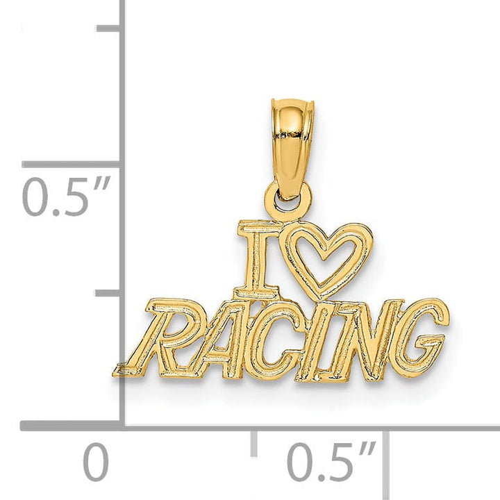 Lovely Rita's Pendants & Charms 14K Yellow Gold Textured Polished I Heart Racing Charm Pendant