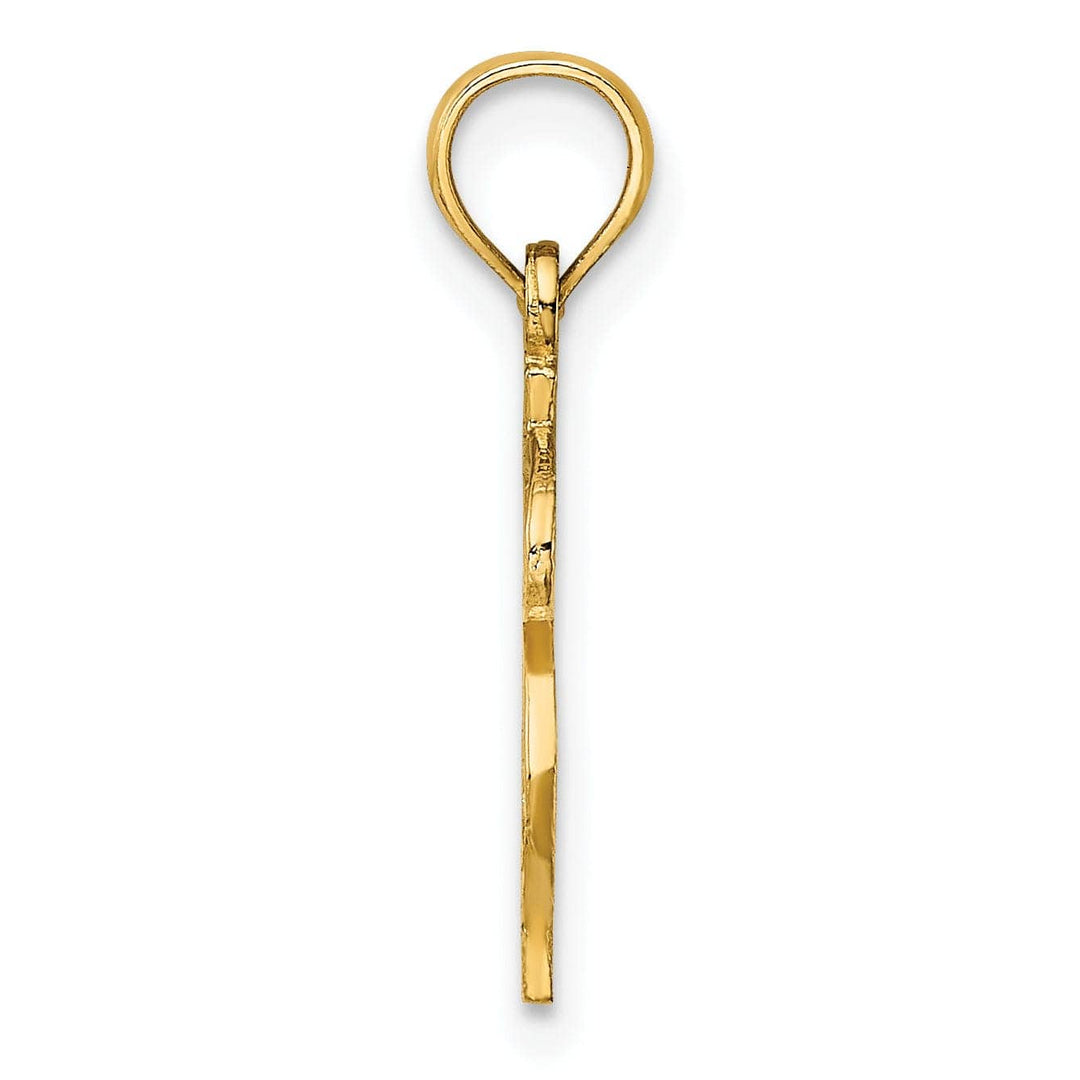 Lovely Rita's Pendants & Charms 14k Yellow Gold Textured Polished Solid Finish Dollar Sign Charm Pendant