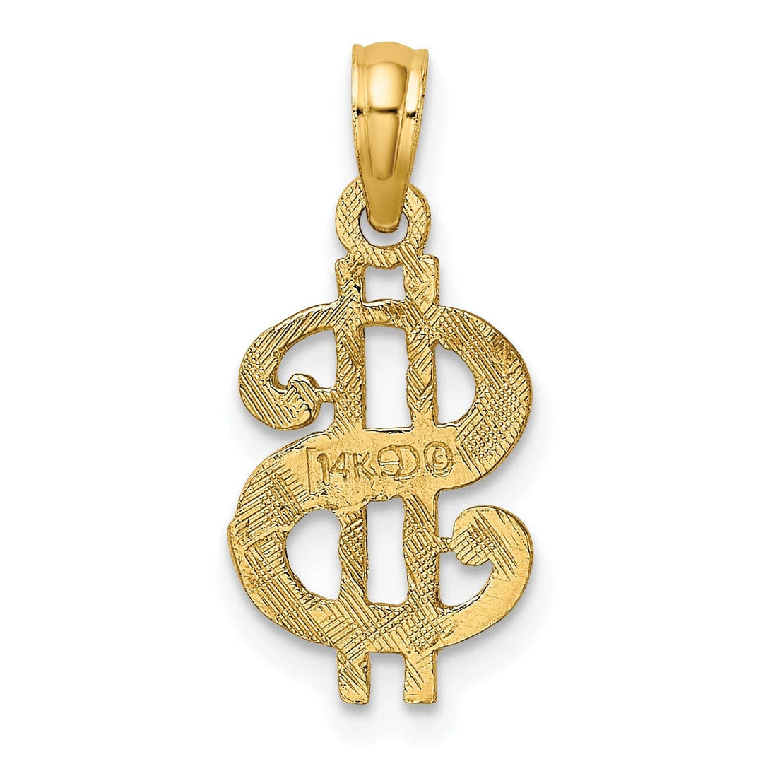 Lovely Rita's Pendants & Charms 14k Yellow Gold Textured Polished Solid Finish Dollar Sign Charm Pendant