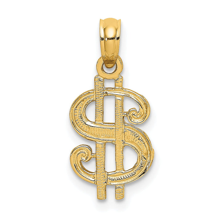 Lovely Rita's Pendants & Charms 14k Yellow Gold Textured Polished Solid Finish Dollar Sign Charm Pendant