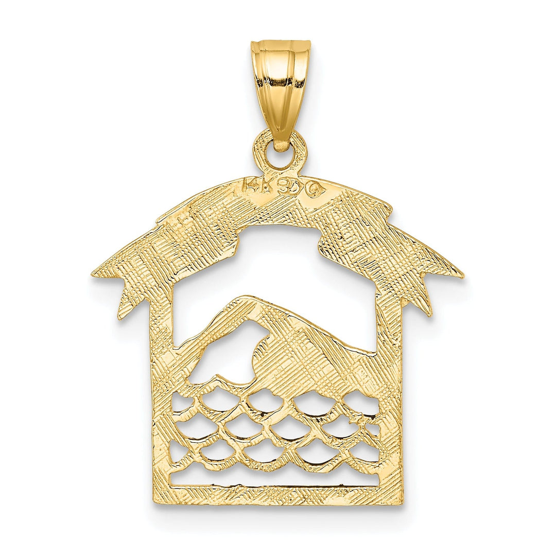 Lovely Rita's Pendants & Charms 14K Yellow Gold Textured Polished Swimmer in Frame Charm Pendant