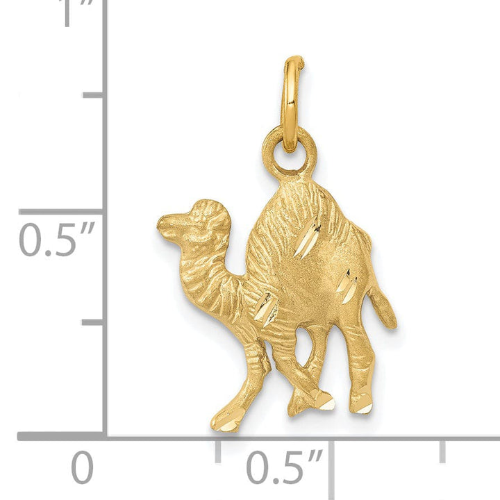 Lovely Rita's Pendants & Charms 14k Yellow Gold Textured Satin Diamond Cut  Finish Camel Charm Pendant