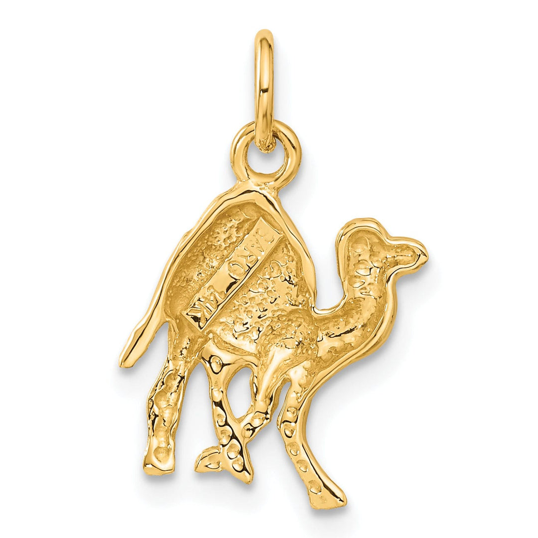 Lovely Rita's Pendants & Charms 14k Yellow Gold Textured Satin Diamond Cut  Finish Camel Charm Pendant