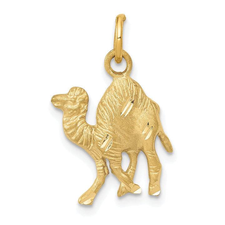 Lovely Rita's Pendants & Charms 14k Yellow Gold Textured Satin Diamond Cut  Finish Camel Charm Pendant