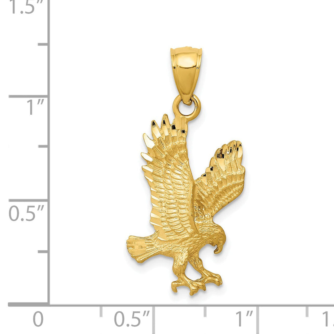 Lovely Rita's Pendants & Charms 14K Yellow Gold Textured Satin Diamond Cut Finish Mens Eagle Design Charm Pendant