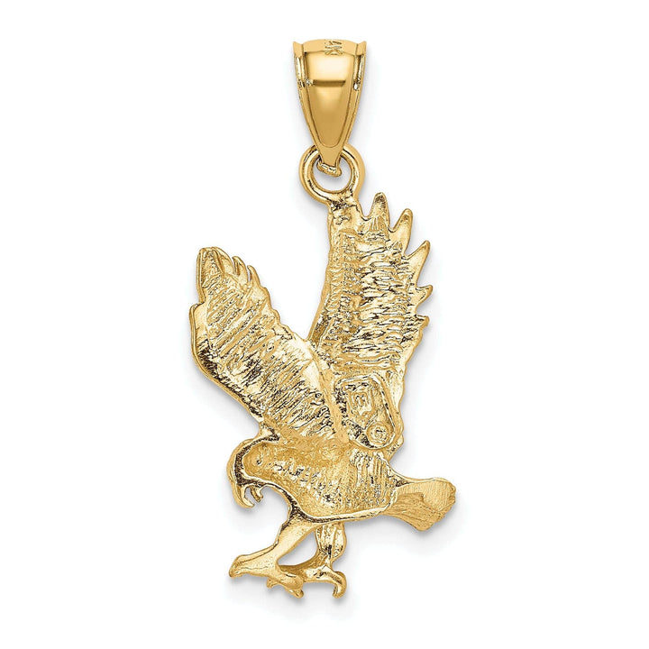 Lovely Rita's Pendants & Charms 14K Yellow Gold Textured Satin Diamond Cut Finish Mens Eagle Design Charm Pendant