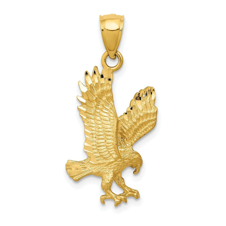 Lovely Rita's Pendants & Charms 14K Yellow Gold Textured Satin Diamond Cut Finish Mens Eagle Design Charm Pendant