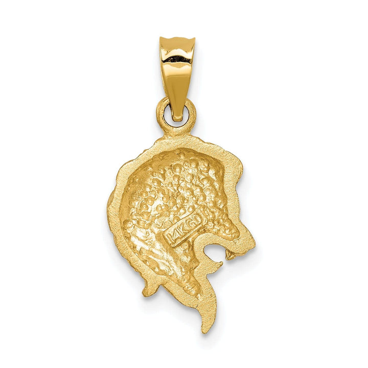 Lovely Rita's Pendants & Charms 14K Yellow Gold Textured Solid Brushed Diamond Cut Finish Lion Head Design Charm Pendant