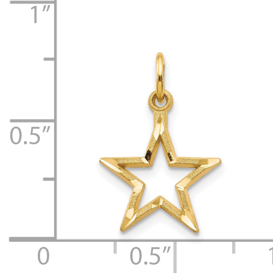 Lovely Rita's Pendants & Charms 14k Yellow Gold Textured Solid Brushed Polish Diamond Cut Finish Star Charm Pendant