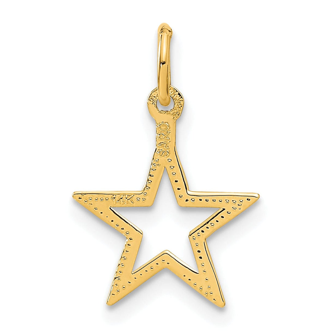 Lovely Rita's Pendants & Charms 14k Yellow Gold Textured Solid Brushed Polish Diamond Cut Finish Star Charm Pendant