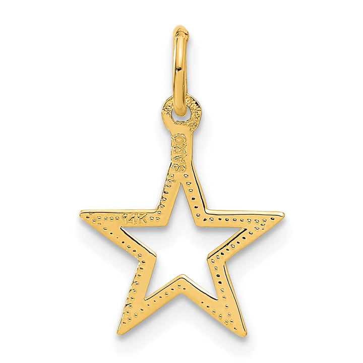 Lovely Rita's Pendants & Charms 14k Yellow Gold Textured Solid Brushed Polish Diamond Cut Finish Star Charm Pendant