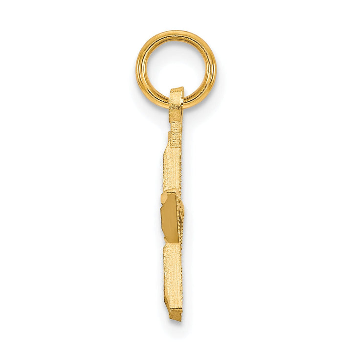 Lovely Rita's Pendants & Charms 14k Yellow Gold Textured Solid Brushed Polish Diamond Cut Finish Star Charm Pendant