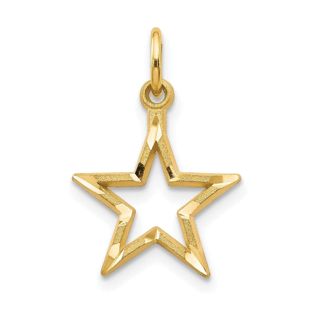 Lovely Rita's Pendants & Charms 14k Yellow Gold Textured Solid Brushed Polish Diamond Cut Finish Star Charm Pendant