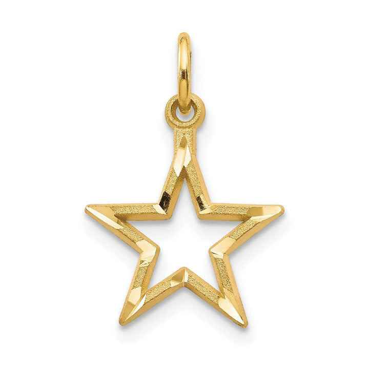Lovely Rita's Pendants & Charms 14k Yellow Gold Textured Solid Brushed Polish Diamond Cut Finish Star Charm Pendant