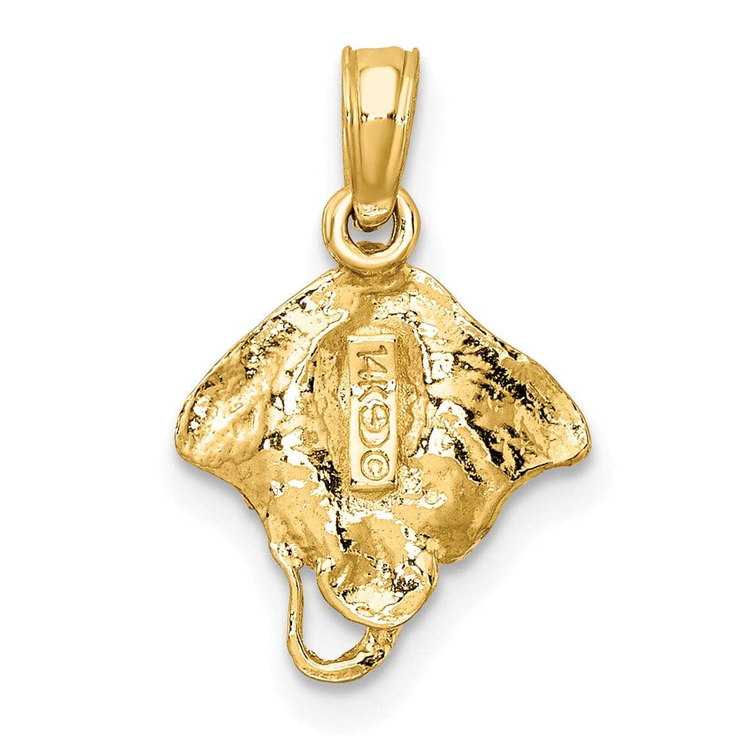 Lovely Rita's Pendants & Charms 14K Yellow Gold Textured Solid Casted Polished Finish Stingray Charm Pendant