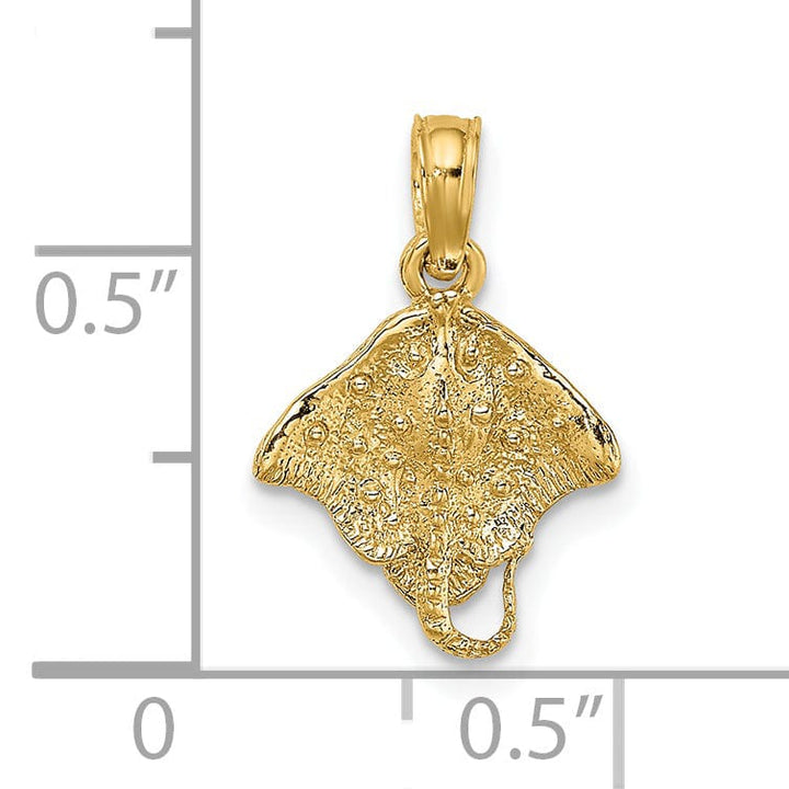 Lovely Rita's Pendants & Charms 14K Yellow Gold Textured Solid Casted Polished Finish Stingray Charm Pendant