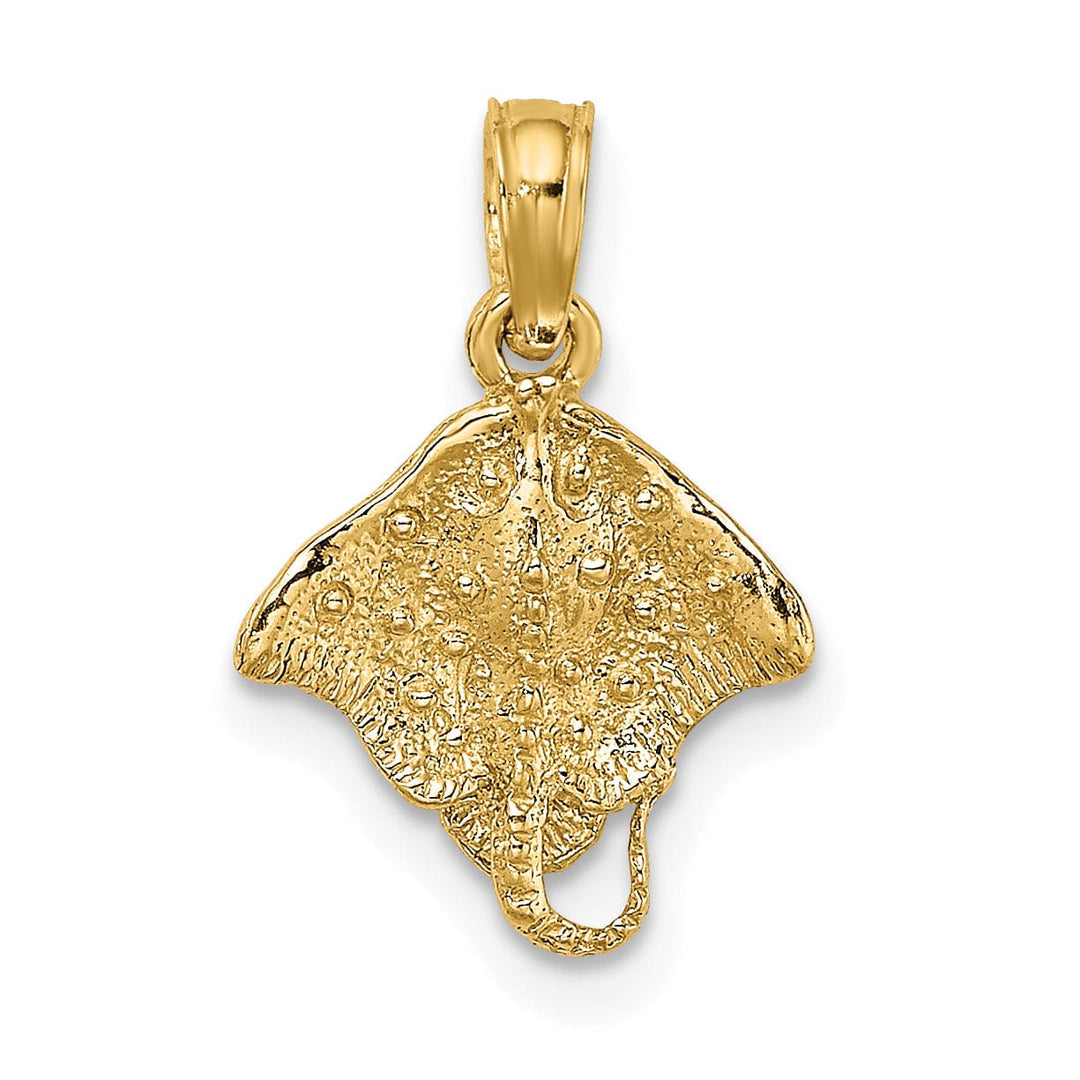Lovely Rita's Pendants & Charms 14K Yellow Gold Textured Solid Casted Polished Finish Stingray Charm Pendant