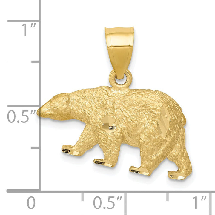 Lovely Rita's Pendants & Charms 14K Yellow Gold Textured Solid Diamond Cut Finish Bear Walking Charm Pendant
