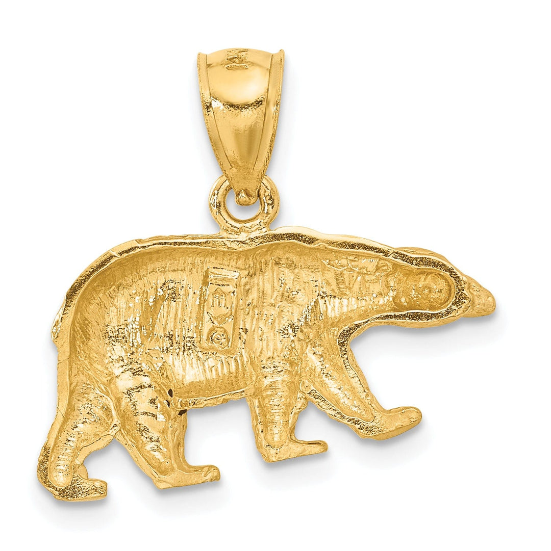 Lovely Rita's Pendants & Charms 14K Yellow Gold Textured Solid Diamond Cut Finish Bear Walking Charm Pendant