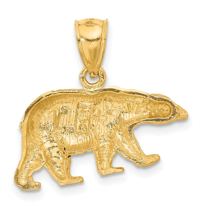 Lovely Rita's Pendants & Charms 14K Yellow Gold Textured Solid Diamond Cut Finish Bear Walking Charm Pendant