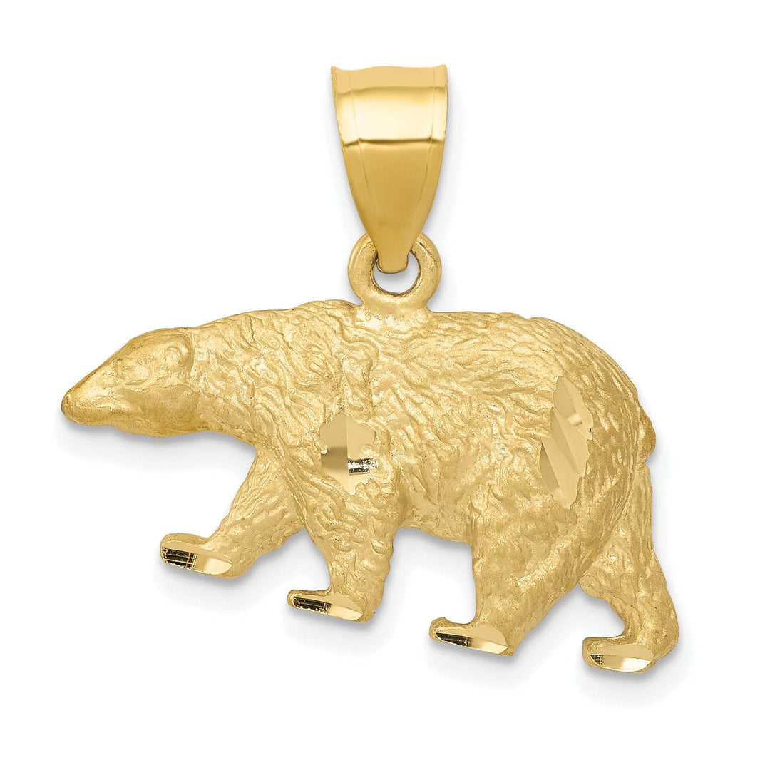 Lovely Rita's Pendants & Charms 14K Yellow Gold Textured Solid Diamond Cut Finish Bear Walking Charm Pendant