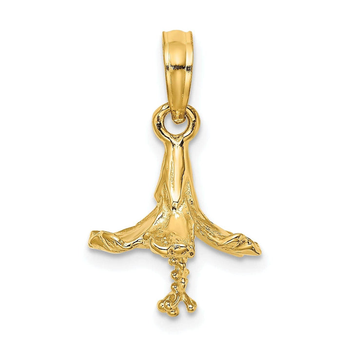 Lovely Rita's Pendants & Charms 14k Yellow Gold Textured Solid Finish 3D Hibiscus Flower Charm