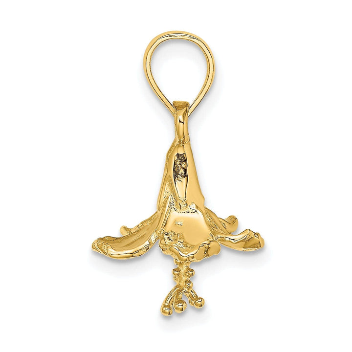 Lovely Rita's Pendants & Charms 14k Yellow Gold Textured Solid Finish 3D Hibiscus Flower Charm
