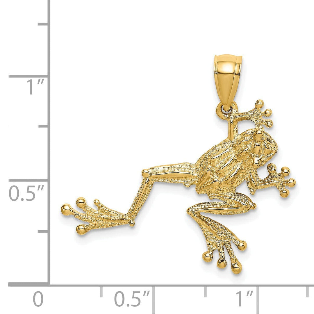 Lovely Rita's Pendants & Charms 14K Yellow Gold Textured Solid Polished Finish 2-Dimensional Frog Charm Pendant