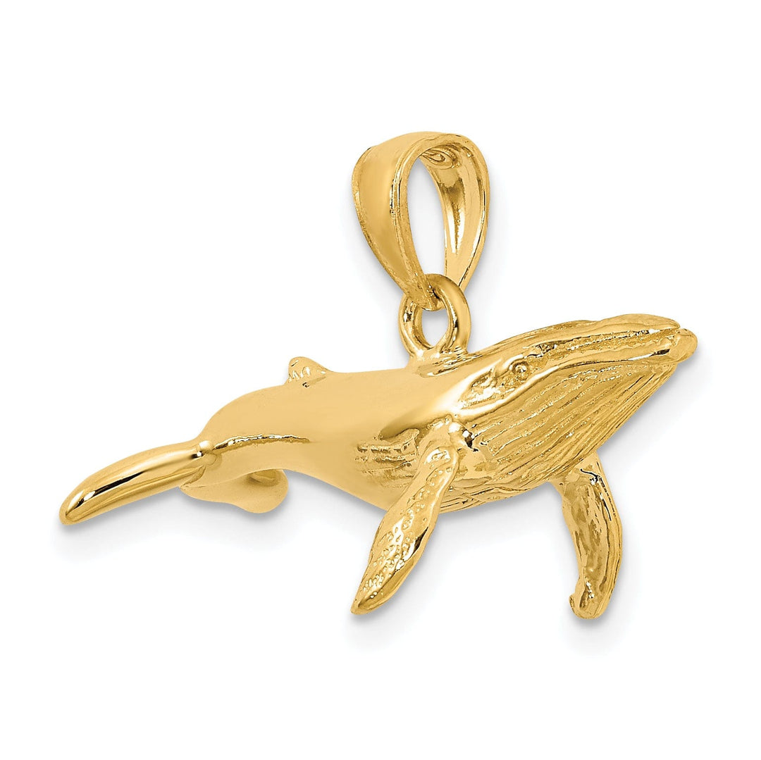 Lovely Rita's Pendants & Charms 14K Yellow Gold Textured Solid Polished Finish 3-Dimensional Underside Humpback Whale Charm Pendant