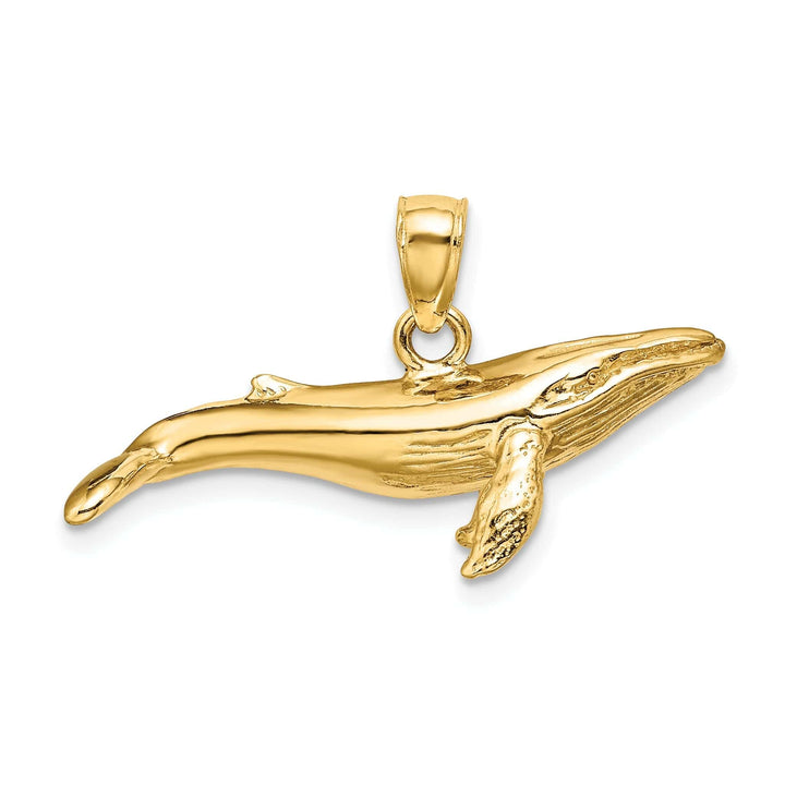 Lovely Rita's Pendants & Charms 14K Yellow Gold Textured Solid Polished Finish 3-Dimensional Underside Humpback Whale Charm Pendant