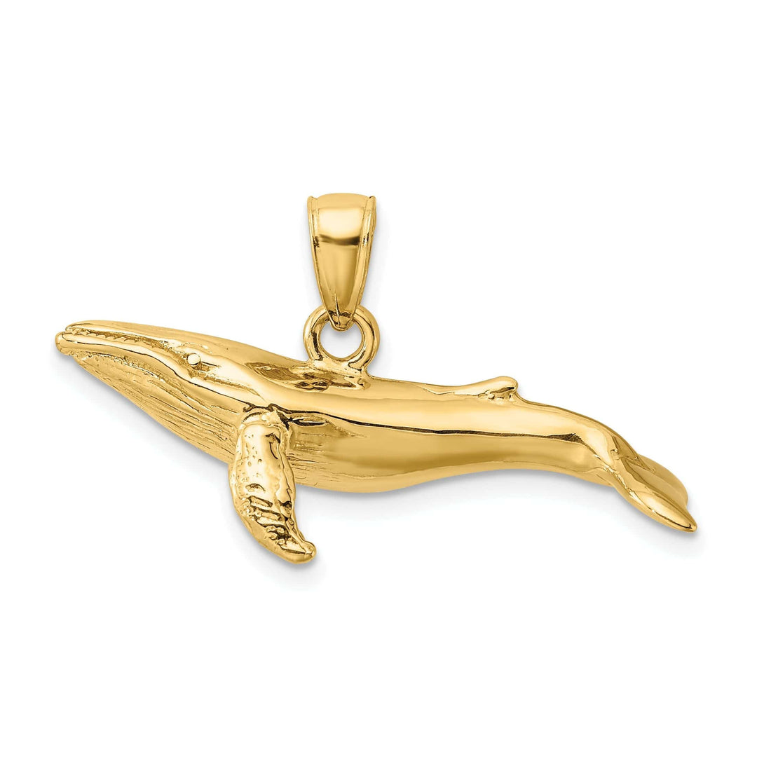 Lovely Rita's Pendants & Charms 14K Yellow Gold Textured Solid Polished Finish 3-Dimensional Underside Humpback Whale Charm Pendant