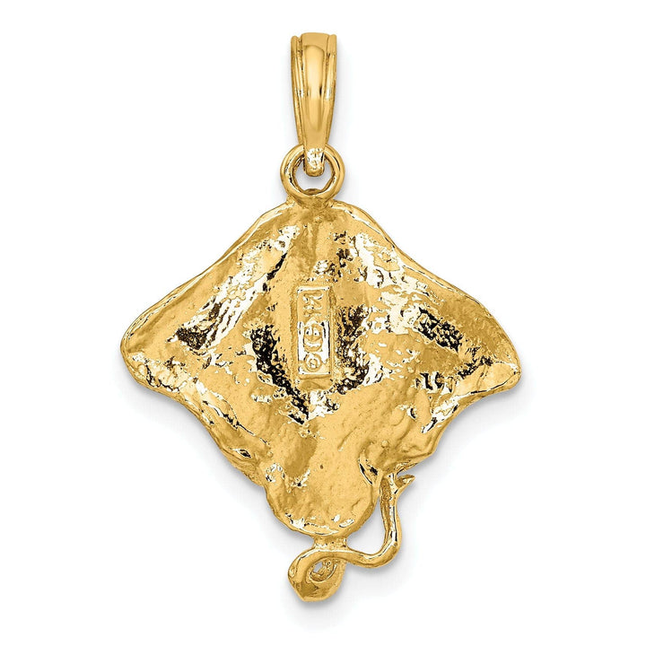 Lovely Rita's Pendants & Charms 14K Yellow Gold Textured Solid Polished Finish Casted Stingray Charm Pendant