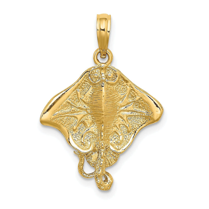 Lovely Rita's Pendants & Charms 14K Yellow Gold Textured Solid Polished Finish Casted Stingray Charm Pendant