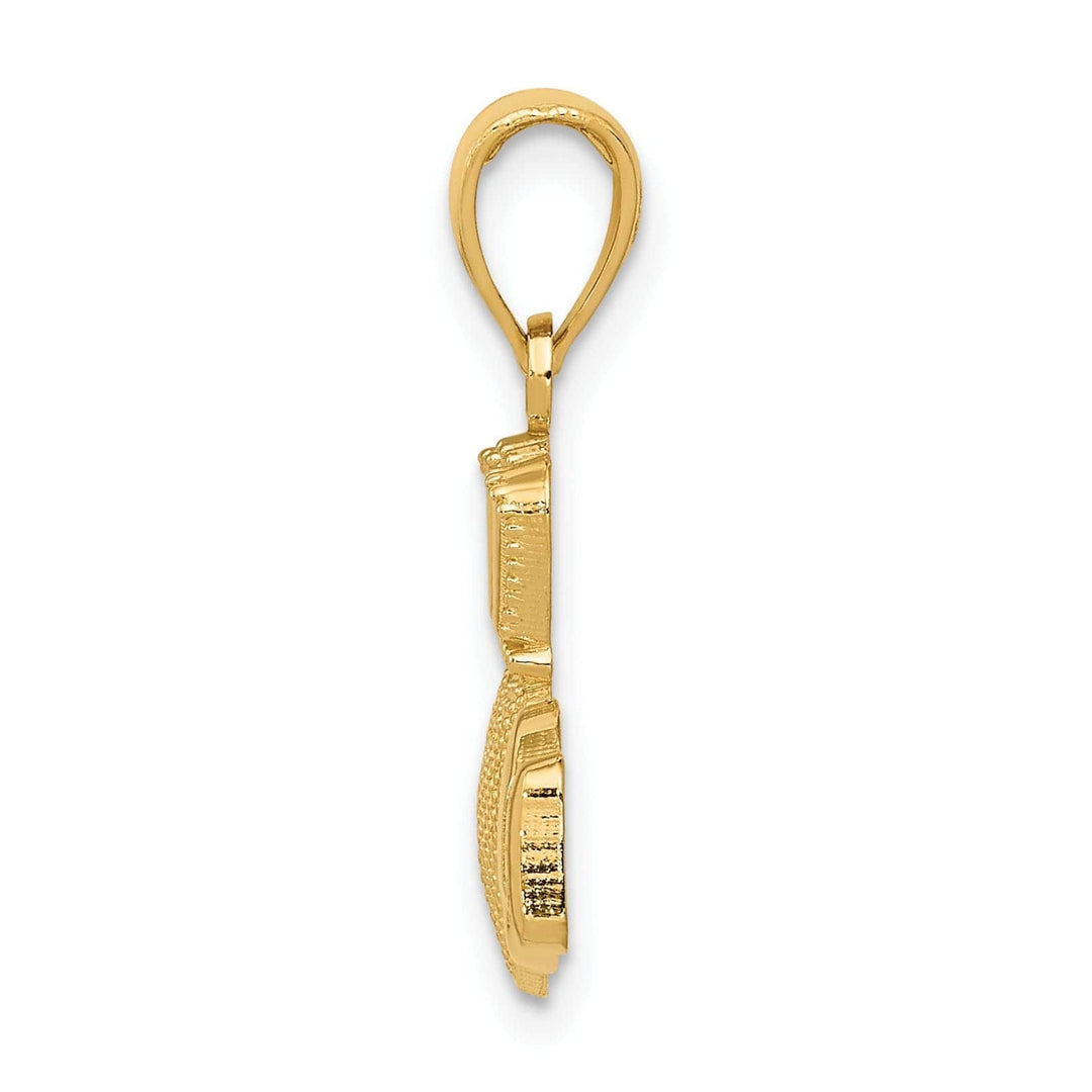 Lovely Rita's Pendants & Charms 14k Yellow Gold Textured Solid Polished Finish Claddagh Crown Design Charm Pendant