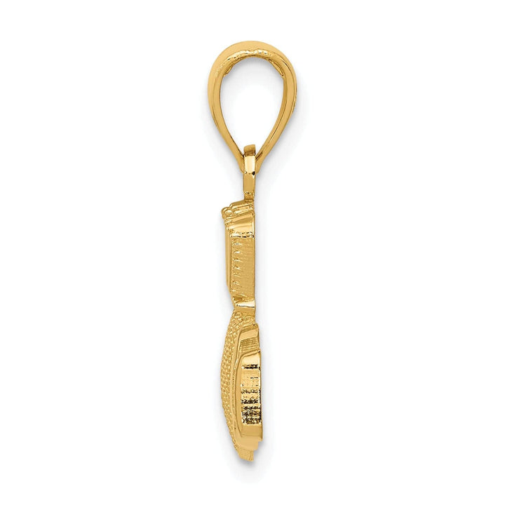 Lovely Rita's Pendants & Charms 14k Yellow Gold Textured Solid Polished Finish Claddagh Crown Design Charm Pendant