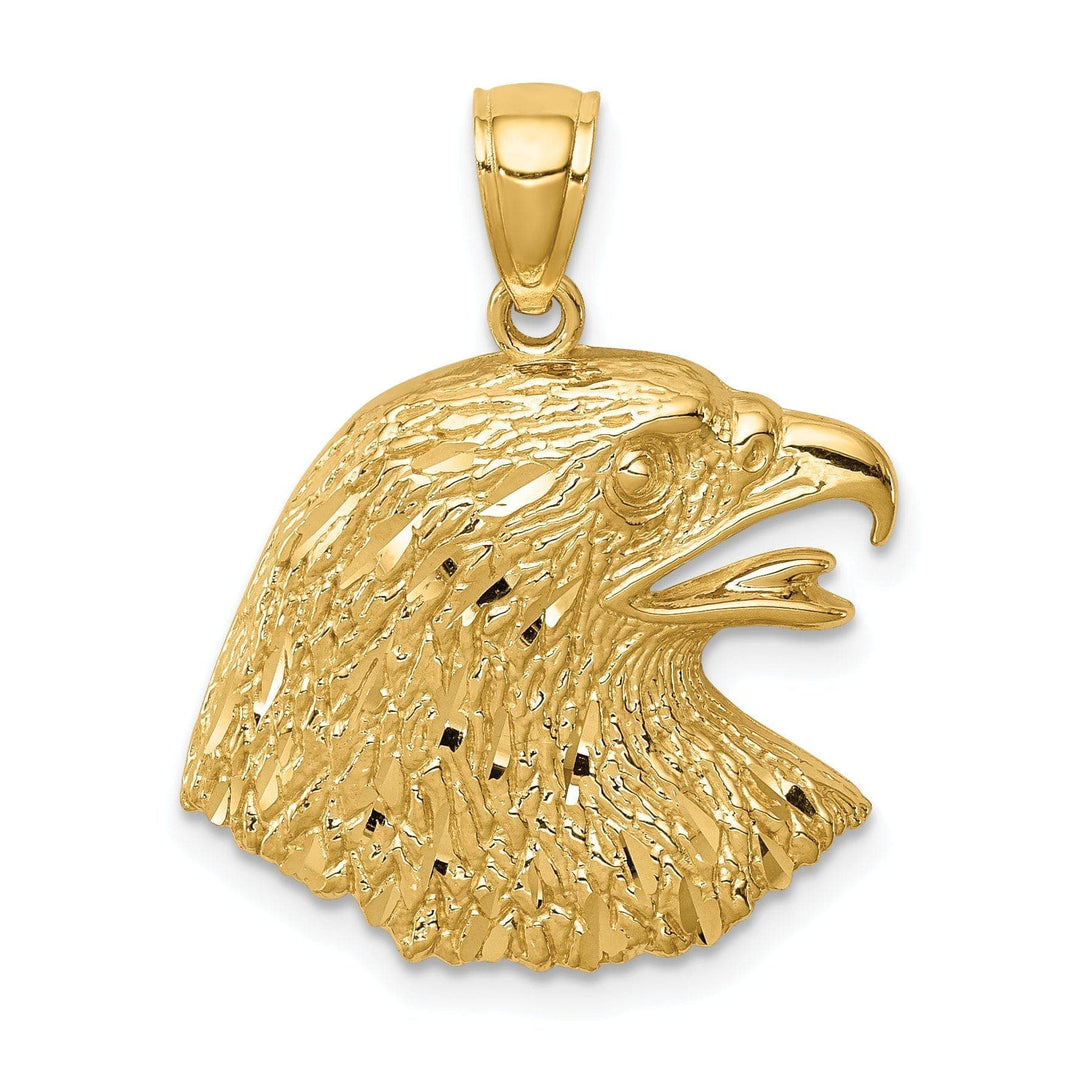 Lovely Rita's Pendants & Charms 14k Yellow Gold Textured Solid Polished Finish Eagle Head Mens Charm Pendant