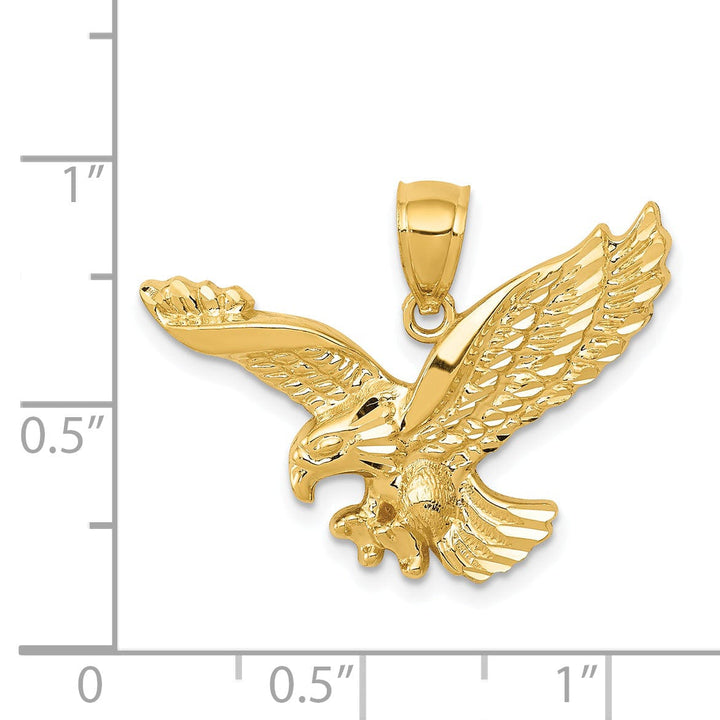 Lovely Rita's Pendants & Charms 14k Yellow Gold Textured Solid Polished Finish Eagle Landing Mens Charm Pendant