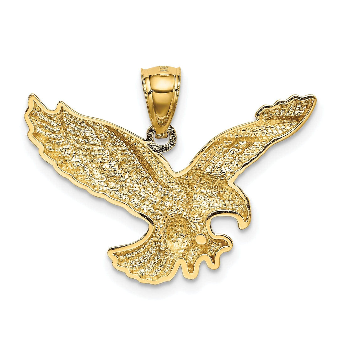 Lovely Rita's Pendants & Charms 14k Yellow Gold Textured Solid Polished Finish Eagle Landing Mens Charm Pendant