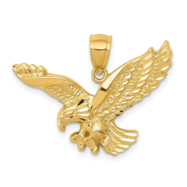Lovely Rita's Pendants & Charms 14k Yellow Gold Textured Solid Polished Finish Eagle Landing Mens Charm Pendant