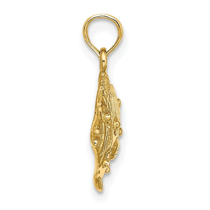 Lovely Rita's Pendants & Charms 14K Yellow Gold Textured Solid Polished Finish Fish 2-Dimensional Design Charm Pendant