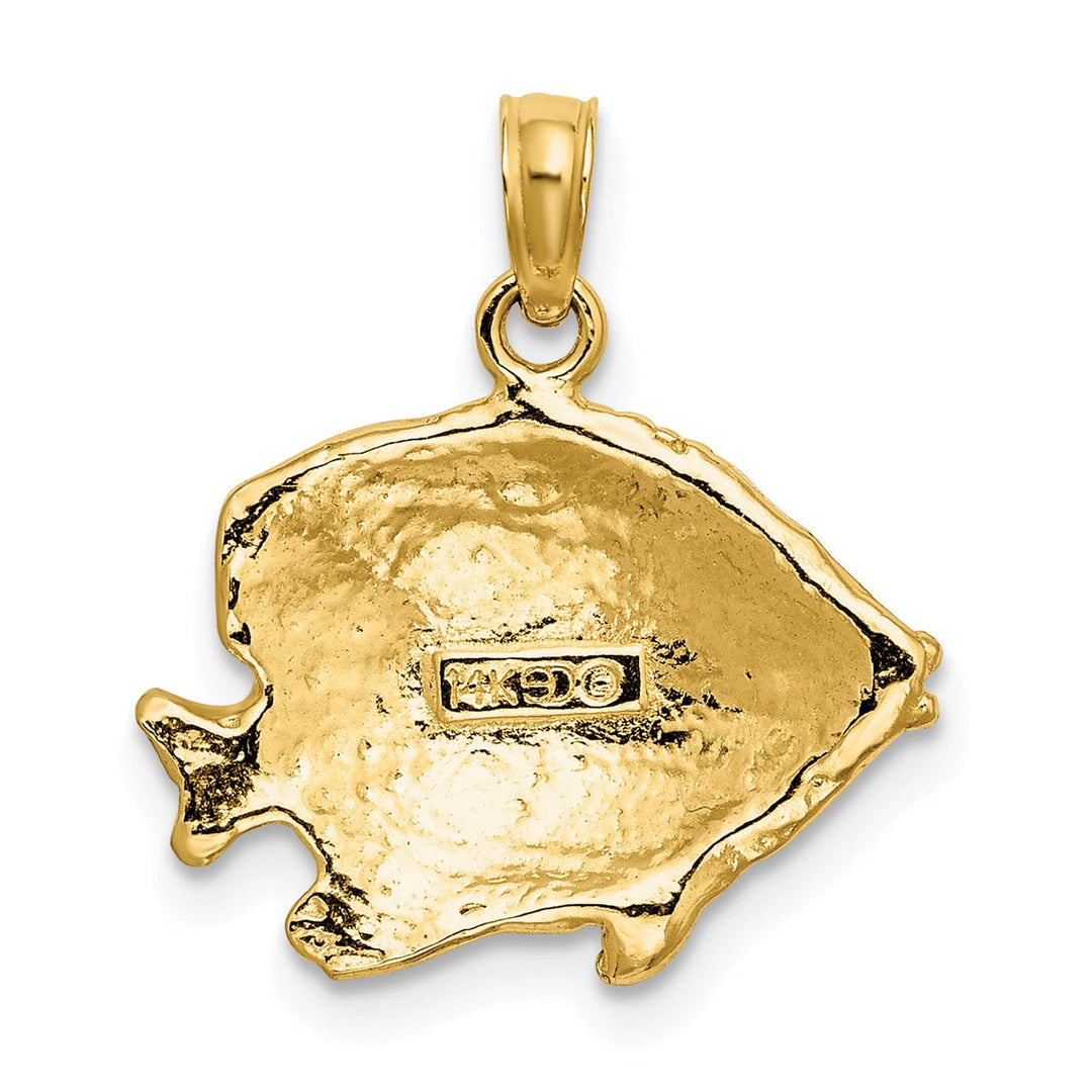 Lovely Rita's Pendants & Charms 14K Yellow Gold Textured Solid Polished Finish Fish 2-Dimensional Design Charm Pendant